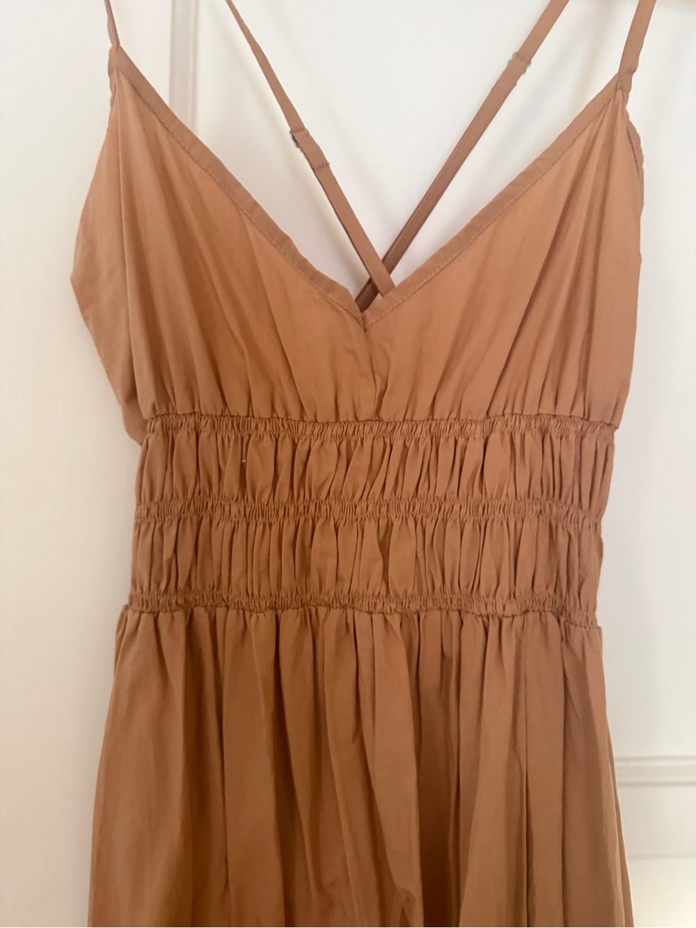 Faithfull the Brand Tan Maxi Dress with Smocked Waist - Picture 2 of 3